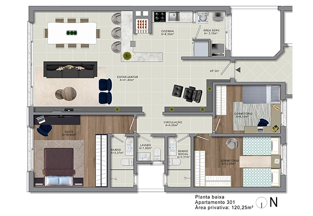 Planta baixa apartamento 301